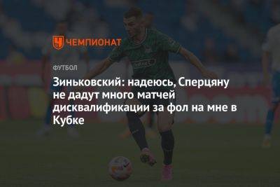 Зиньковский: надеюсь, Сперцяну не дадут много матчей дисквалификации за фол на мне в Кубке