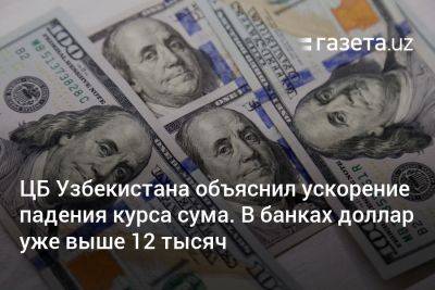 ЦБ Узбекистана объяснил ускорение падения курса сума. В банках доллар уже выше 12 тысяч