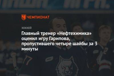 Главный тренер «Нефтехимика» оценил игру Гарипова, пропустившего четыре шайбы за 3 минуты