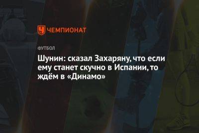 Антон Шунин - Арсен Захарян - Шунин: сказал Захаряну, что если ему станет скучно в Испании, то ждём в «Динамо» - championat.com - Москва - Испания