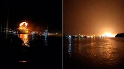 Удары по Одесской области 16 августа - видео взрывов, снятое румынскими моряками