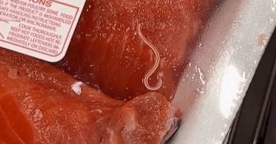 Извивался внутри: женщина купила лосося с живым червем-паразитом (видео)
