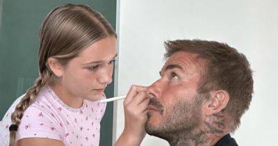 Дэвид Бекхэм разрешил дочери сделать ему макияж (фото)