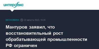 Мантуров заявил, что восстановительный рост обрабатывающей промышленности РФ ограничен