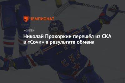 Николай Прохоркин перешёл из СКА в «Сочи» в результате обмена