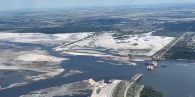 Власти показали обмелевшее Каховское водохранилище после российского теракта на ГЭС — видео
