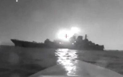 Появилось видео атаки дрона на корабль РФ