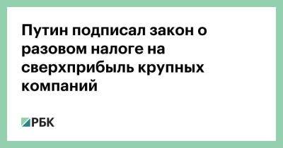 Путин подписал закон о разовом налоге на сверхприбыль крупных компаний