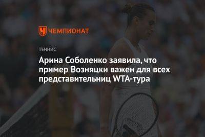 Арина Соболенко заявила, что пример Возняцки важен для всех представительниц WTA-тура