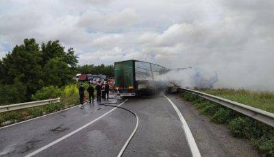 На трассе Одесса-Рени столкнулись два грузовика и загорелись