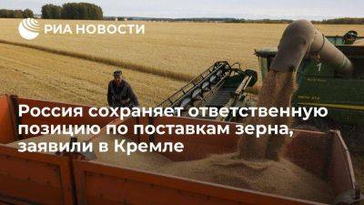 Песков: Россия сохраняет свою ответственную позицию по поставкам зерна