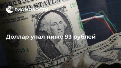 Мосбиржа: доллар уходил ниже 93 рублей, евро – ниже 100 рублей