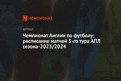 Чемпионат Англии по футболу: расписание матчей 5-го тура АПЛ сезона-2023/2024