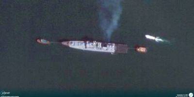 Россияне тянули на буксирах фрегат Адмирал Макаров в гавань Севастополя — спутниковое фото