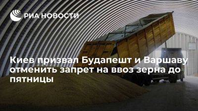 Bloomberg: Киев требует от Варшавы и Будапешта разрешить ввоз зерна до пятницы