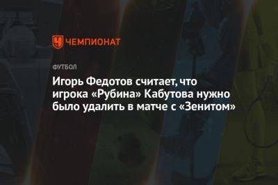Игорь Федотов считает, что игрока «Рубина» Кабутова нужно было удалить в матче с «Зенитом»
