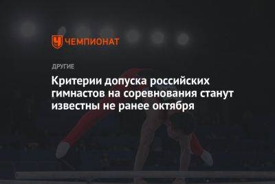 Критерии допуска российских гимнастов на соревнования станут известны не ранее октября