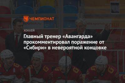 Главный тренер «Авангарда» прокомментировал поражение от «Сибири» в невероятной концовке