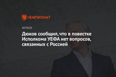Дюков сообщил, что в повестке Исполкома УЕФА нет вопросов, связанных с Россией