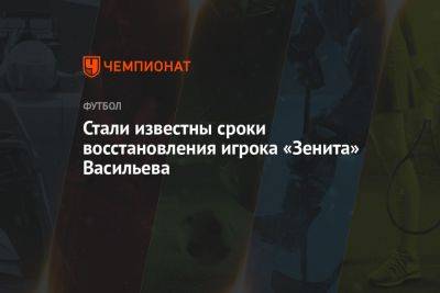 Стали известны сроки восстановления игрока «Зенита» Васильева