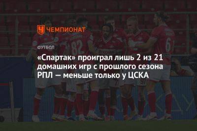 «Спартак» проиграл лишь 2 из 21 домашних игр с прошлого сезона РПЛ — меньше только у ЦСКА