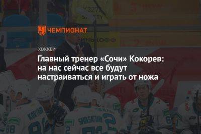 Главный тренер «Сочи» Кокорев: на нас сейчас все будут настраиваться и играть от ножа