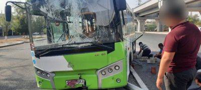 В Ташкенте водитель автобуса не справился с управлением и врезался в столб. Видео