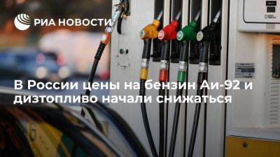 В РФ цены на бензин Аи-92 и дизель начали снижаться после нескольких дней роста