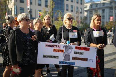 Педагоги протестуют у правительства Литвы: "не можем выжить на одном зернышке"