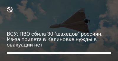 ВСУ: ПВО сбила 30 "шахедов" россиян. Из-за прилета в Калиновке нужды в эвакуации нет