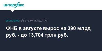 ФНБ в августе вырос на 390 млрд руб. - до 13,704 трлн руб.