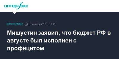 Мишустин заявил, что бюджет РФ в августе был исполнен с профицитом