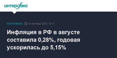 Инфляция в РФ в августе составила 0,28%, годовая ускорилась до 5,15%