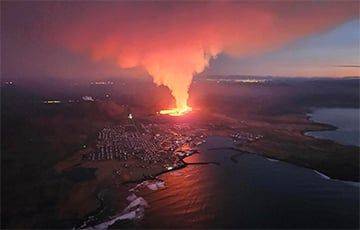 У города Гриндавик в Исландии вновь извергается вулкан