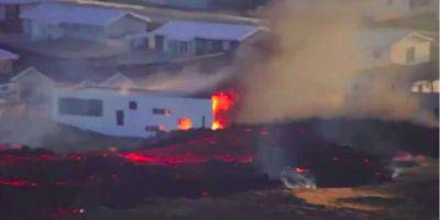 В Исландии после извержения вулкана лава достигла города, начались пожары — видео