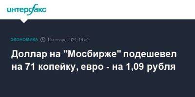 Доллар на "Мосбирже" подешевел на 71 копейку, евро - на 1,09 рубля