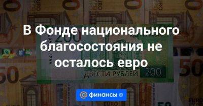 В Фонде национального благосостояния не осталось евро - smartmoney.one - Россия