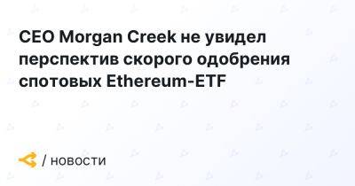 CEO Morgan Creek не увидел перспектив скорого одобрения спотовых Ethereum-ETF - forklog.com - США