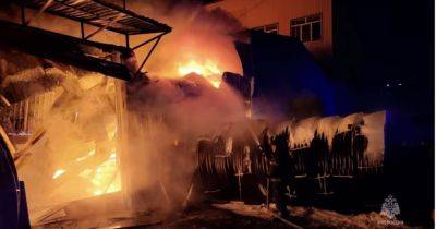 В Санкт-Петербурге произошел масштабный пожар: горит ангар (видео)