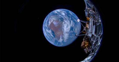 Селфи в космосе на фоне Земли: лунный аппарат США сделал первые снимки (фото)