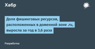 Доля фишинговых ресурсов, расположенных в доменной зоне .ru, выросла за год в 3,6 раза