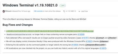 В Microsoft откатили обновление Windows Terminal из-за проблемы с запуском на ПК со старыми процессорами