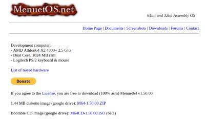 denis19 - Релиз MenuetOS 1.50, которая написана на ассемблере и умещается на дискету - habr.com
