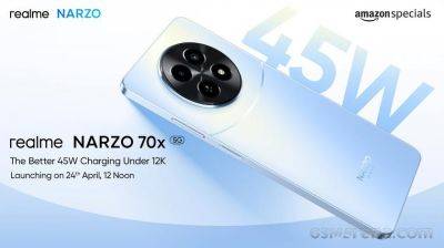 realme Narzo 70x 5G с камерой на 50 МП и зарядкой на 45 Вт дебютирует 24 апреля