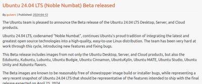 Canonical представила бета-выпуск Ubuntu 24.04 LTS Noble Numbat
