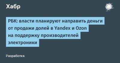 РБК: власти планируют направить деньги от продажи долей в Yandex и Ozon на поддержку производителей электроники