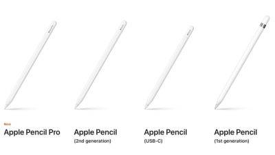 Apple предлагает четыре Apple Pencil с разными опциями и с поддержкой разных iPad