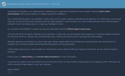 Valve: платформа Steam сняла с продажи Helldivers 2 и Ghost of Tsushima в более чем 180 странах по запросу Sony