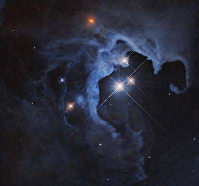 Звездное трио в Тельце: Hubble исследовал молодые звезды удивительной туманности