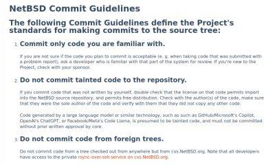 В команде проекта NetBSD запретили принятие изменений в коде, подготовленных при помощи ИИ
